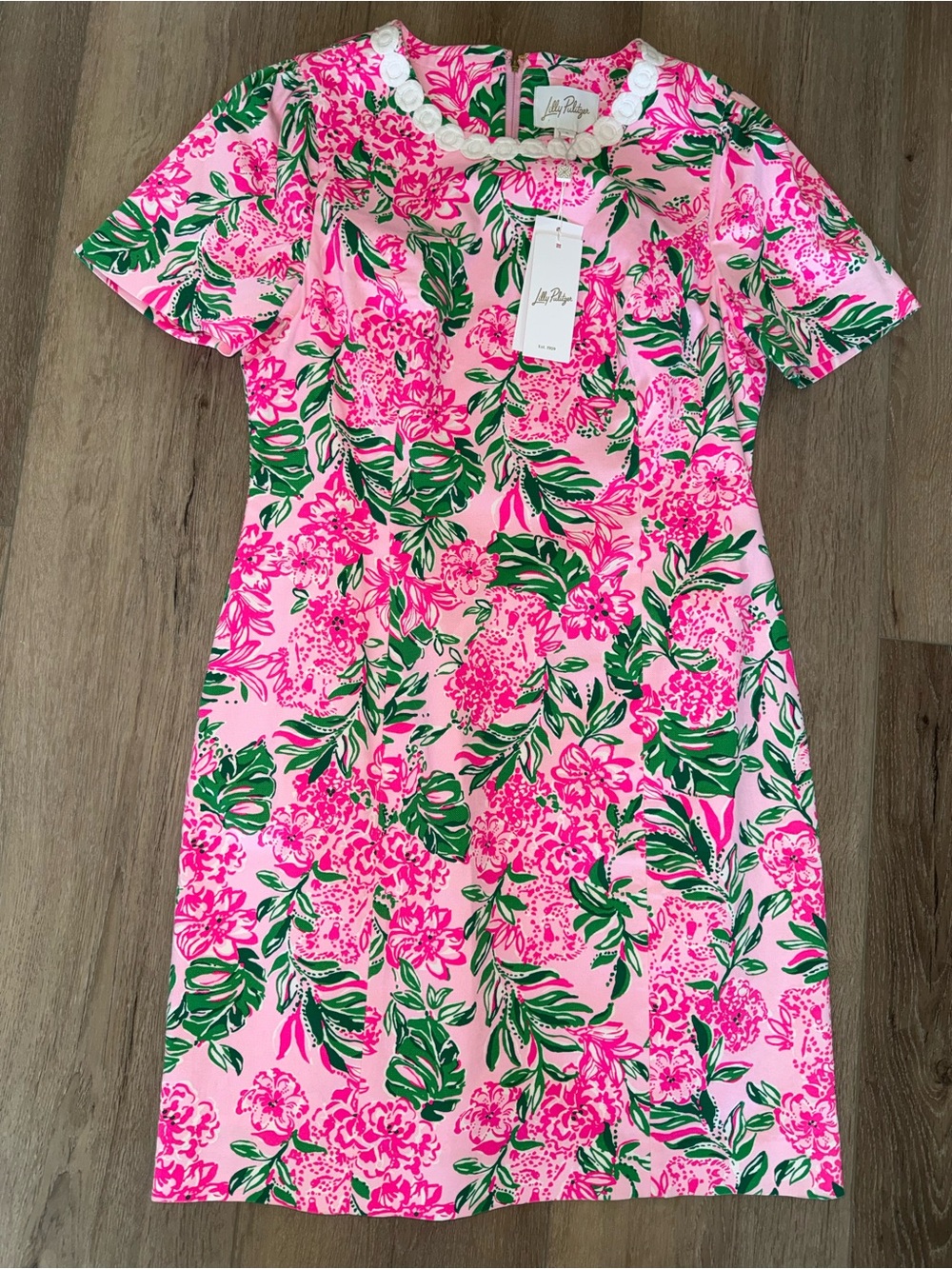 NWT Lilly Pulitzer Mila Stretch Shift Dress Conch Shell Pink Koala La La 8